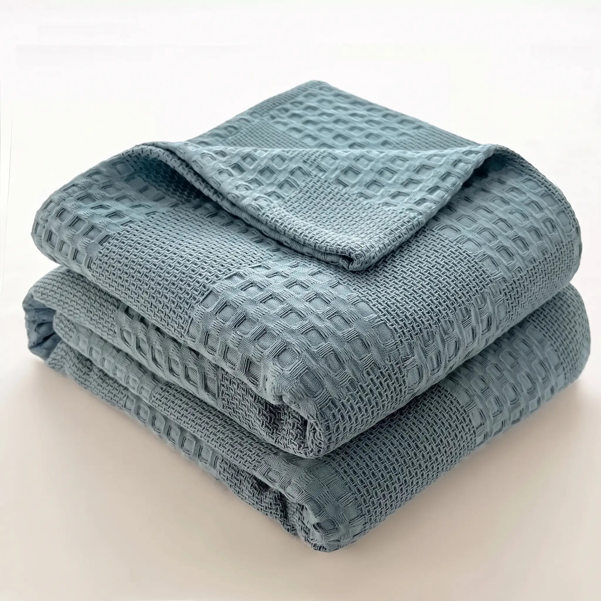 Waffle Weave Cotton Blanket in Nordic Blue – Livnorr