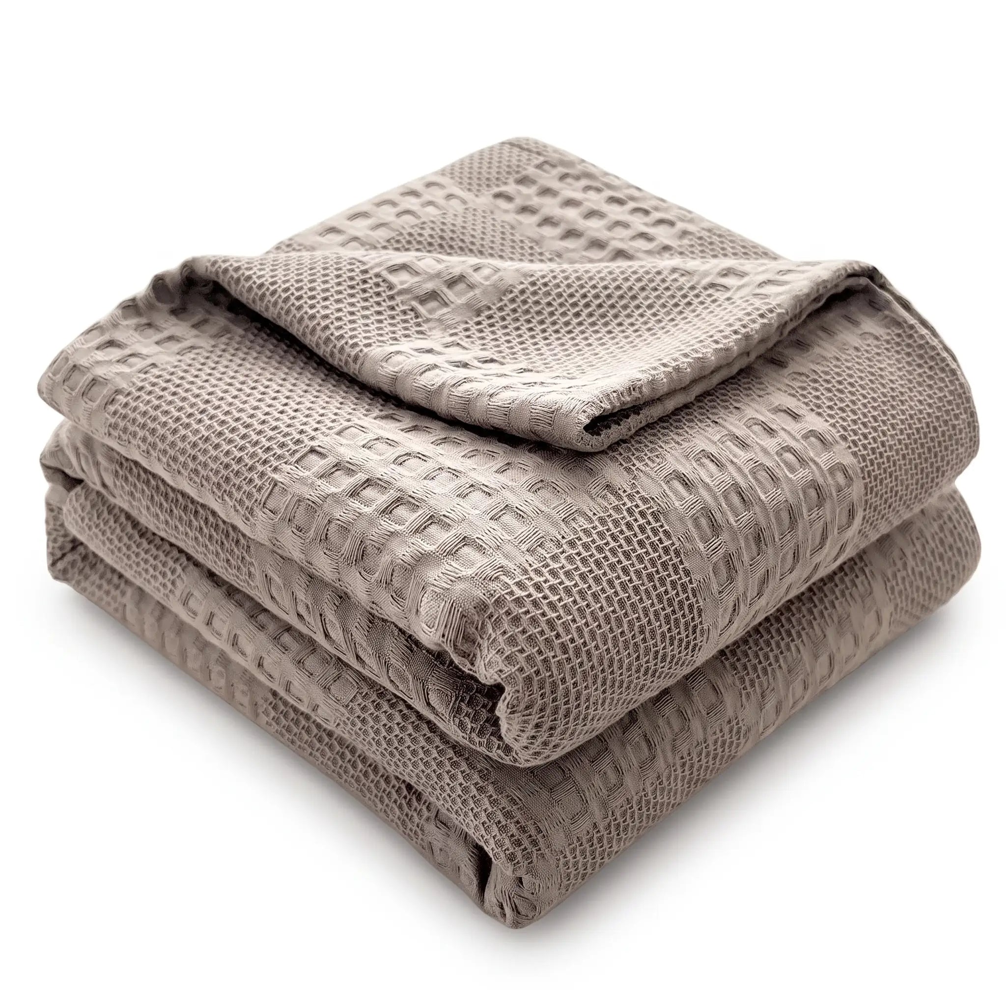 Waffle Weave Cotton Blanket in Stone – Livnorr