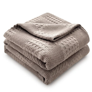 Waffle Weave Cotton Blanket in Stone – Livnorr