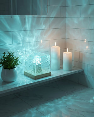 Water ripple lamp creating spa mood in bathroom